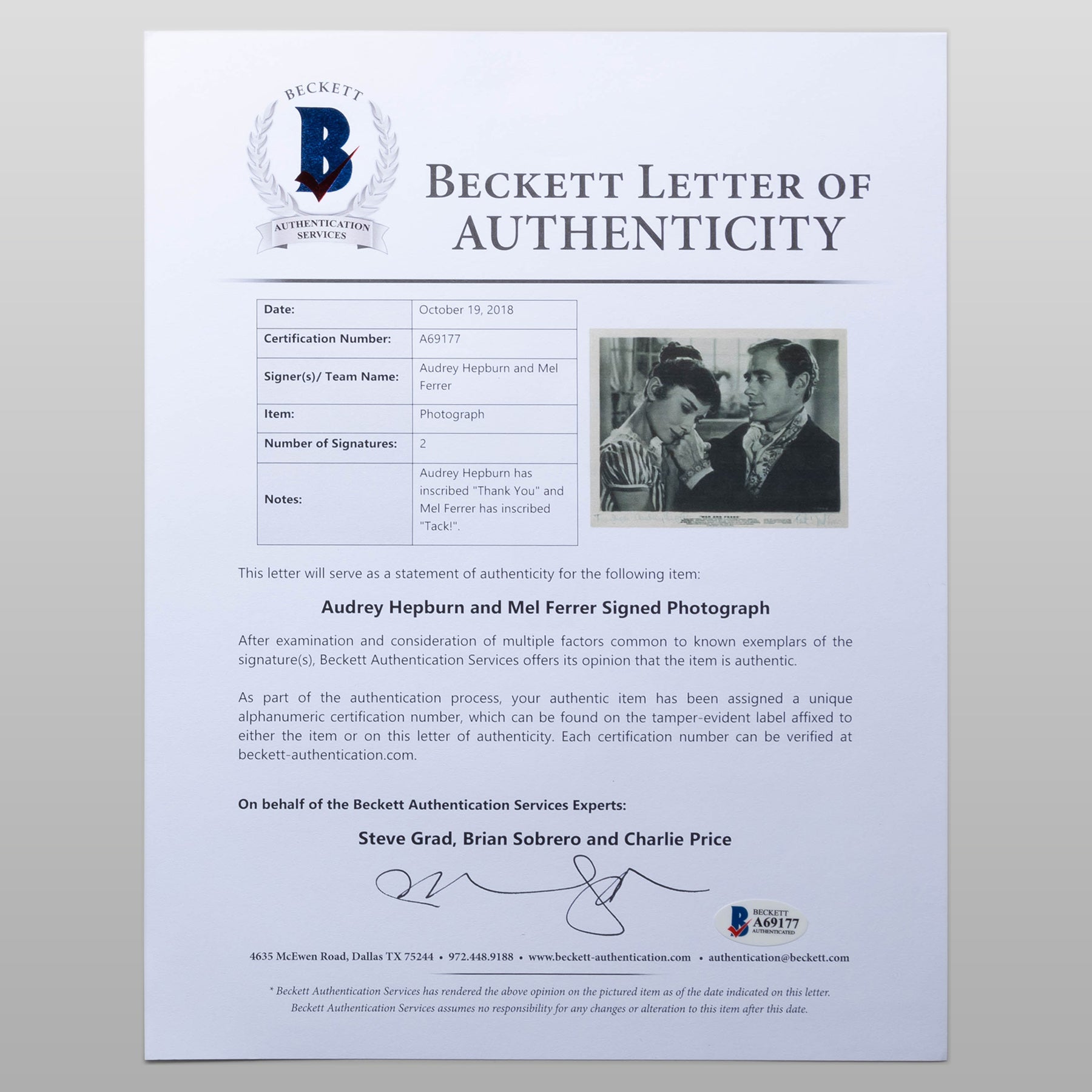 オードリー・ヘプバーン/メル・ファーラー